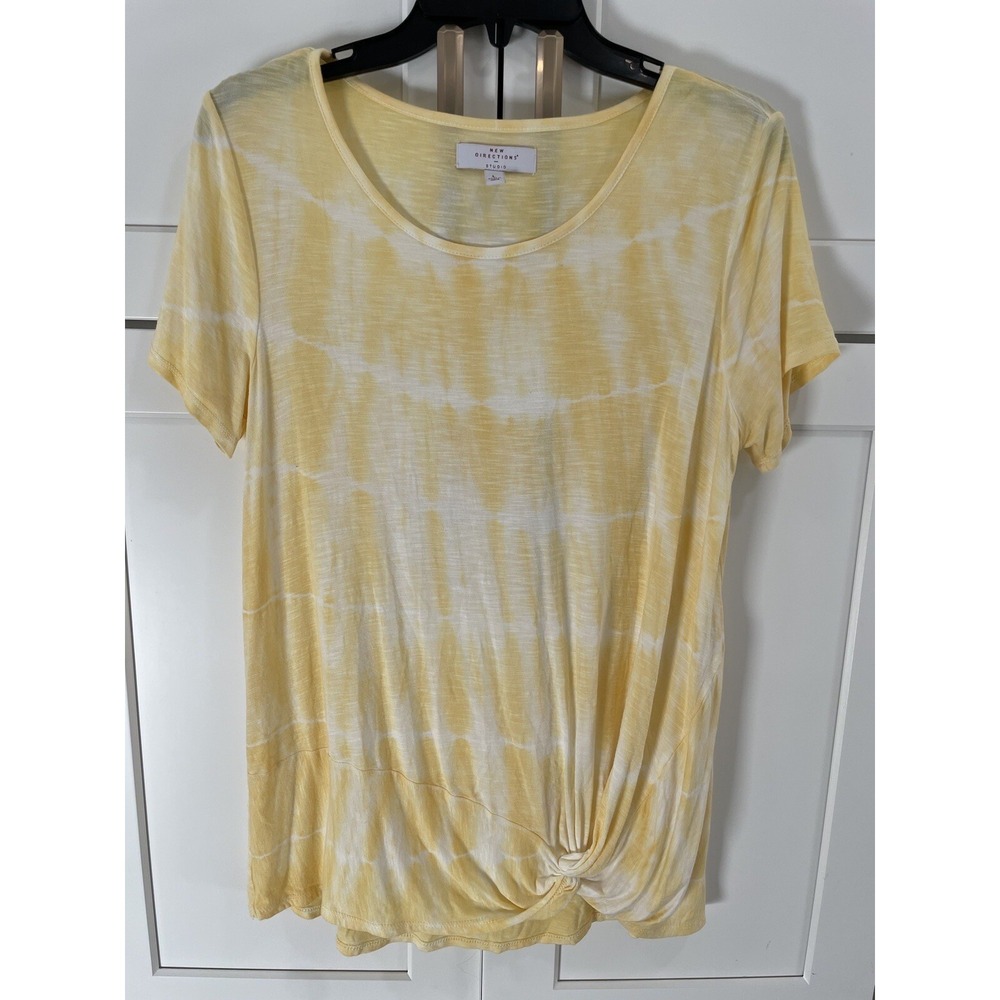 New Directions womens L‎ top shirt tie dyed hippie boho Yellow SI29